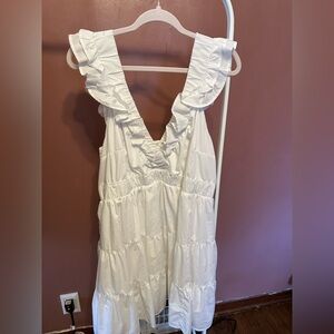 Abercrombie & Fitch White Sleeveless Ruffle Dress